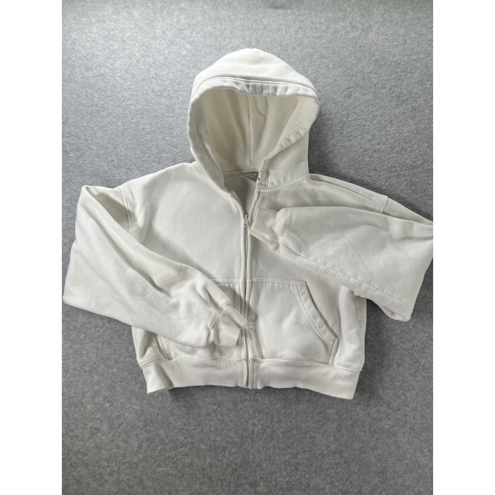 Tna Cozy Fleece Boyfriend Hoodie Womens S White Relaxed Full Zip Winter Cropped